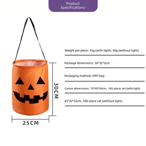 Bolsa de Halloween 3D iluminada para niños Xingtu, cubo de tela con luz LED para dulces, para recoger caramelos o reponerse de dulces - Product Image 3
