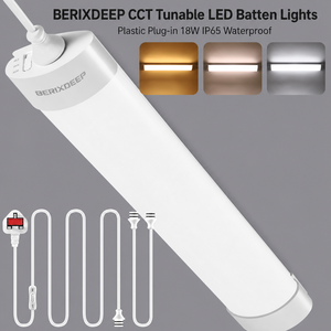 Barre lumineuse <span class=keywords><strong>LED</strong></span> CCT réglable en plastique, étanche IP65, avec prise, 18W, pour placard, armoire de cuisine, penderie, modulable - Product Image 1