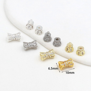 Bracelet DIY en cuivre plaqué or 14 carats avec zircon incrusté, vis, écrous, pétales, entretoises et perles baril, avec couleur inaltérable - Product Image 2