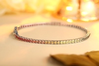 Accessoire de luxe multicolore 925 argent Sterling princesse coupe laboratoire saphir Bracelet bijoux de mode Bracelets de Tennis pour dames