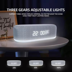 Réveil Chargeurs sans fil Pad Phone Bedroom Lamp Night Light Desk <span class=keywords><strong>Thermomètre</strong></span> pour <span class=keywords><strong>iPhone</strong></span> 17 16 15 14 <span class=keywords><strong>13</strong></span> Fast Charging Dock - Product Image 2