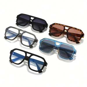 Lunettes de soleil polarisées pour hommes, monture carrée rétro 2025, double pont, protection UV400, grand format, personnalisables avec logo - Product Image 3