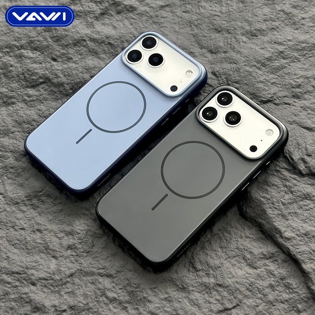 VAWI B471 Solid Color PC Magnetic Case Trendy Shockproof Hard Case for iPhone 15 16 17 18 Pro Max for Samsung S26 Ultra Plus