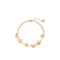 Bracelet chaîne en acier inoxydable étoile soleil lune Bijoux de luxe léger Accessoires non décolorants Femmes Bracelet chaîne tendance 18k