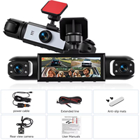Cámara para Coche Podofo de 3.16'' con 4 Lentes, DVR 1080P, Cámara de Visión Trasera Izquierda y Derecha 480P, Grabación en Bucle, Visión Nocturna, Detección de Movimiento