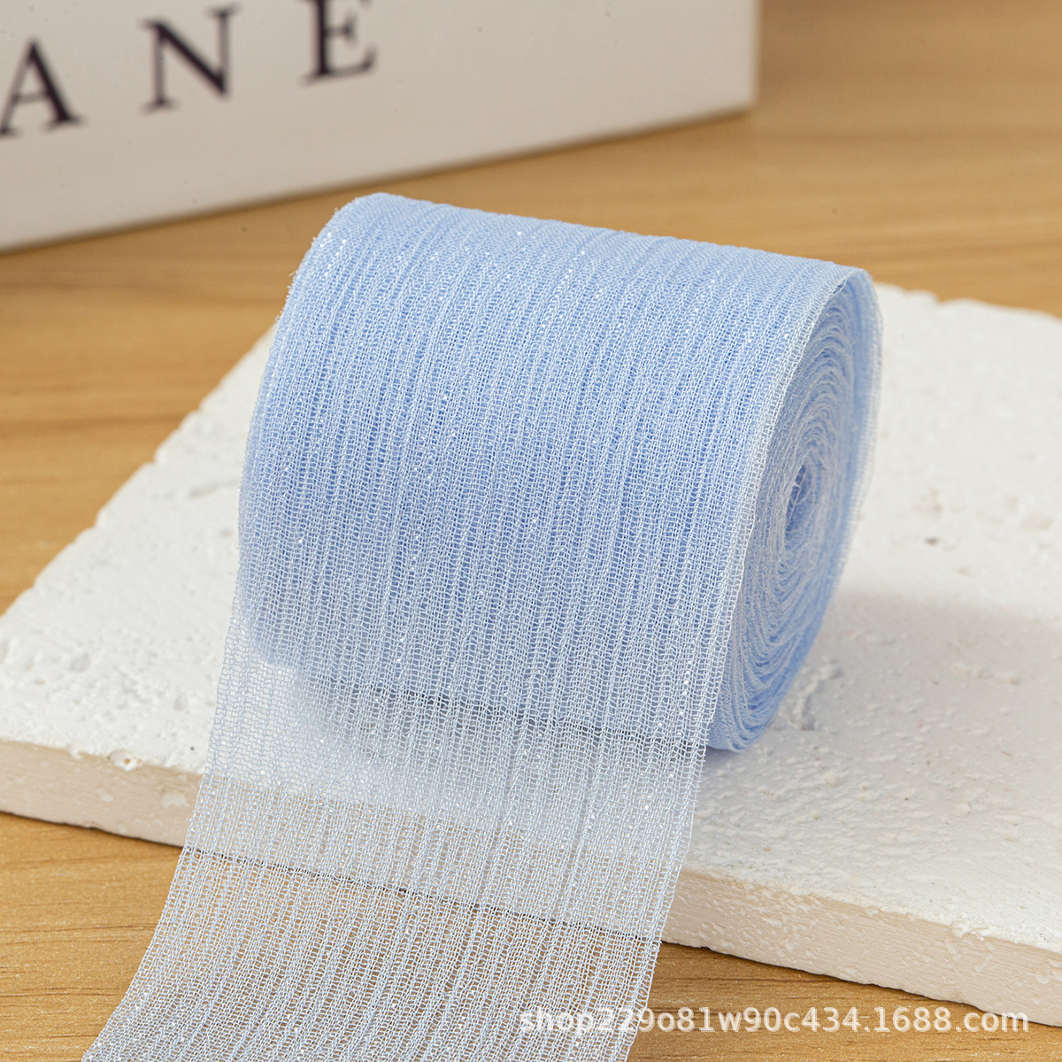 4 cm - soie brillante bleu clair (5 m)
