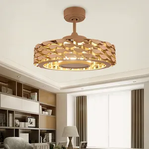 ブレードレス高輝度LEDエアファンホーム調光可能フラッシュマウントDC装飾照明天井ファンライト付き