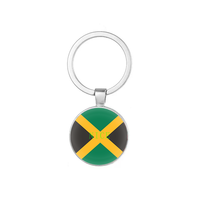 Porte-clés imprimé double face sur le thème du drapeau national de Saipan, porte-clés rond en alliage et verre pour souvenir touristique de collection