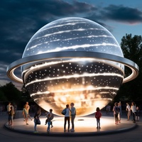 Planétarium personnalisé Space Explore Series Projet à thème Grand miroir en métal polonais en acier inoxydable Sculpture du système solaire rougeoyant