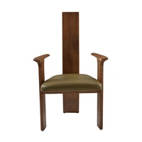Chaise de salle à manger en bois avec dossier moderne de style chinois avec accoudoirs Siège en cuir véritable pour la maison, le bureau, l'appartement, la villa