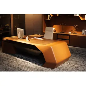 Лидер продаж, современная офисная мебель из Дубая, деревянный полиуретановый Офисный Компьютерный стол с хранилищем 3198*2460*750 мм