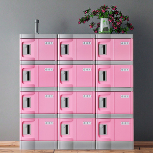 Casier de rangement rose moderne pour intérieur, armoire à une porte et 2 niveaux avec serrure à empreinte digitale, coffre-fort de chevet pour hôpital, rangement sportif pour hôtels - Product Image 1