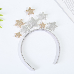 Serre-tête étoile pour enfants, bordure métallique argentée et dorée, accessoire de cheveux pour fête de Noël, coiffe unisexe - Product Image 1