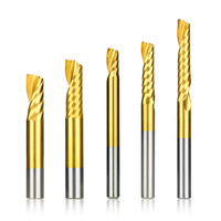 Fraise spirale à une dent 4MM/6mm, revêtement TiAlN, carbure de tungstène, pour machine de gravure CNC, travail du bois, personnalisable OEM, 45HRC