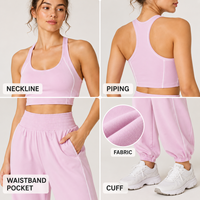 Ensemble assorti personnalisé pour femme : débardeur court dos nageur extensible et doux, et pantalon de jogging à taille élastique avec passepoil contrastant, ensemble deux pièces