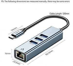 Adaptador de Aluminio Tipo C a Gigabit Ethernet 4 en 1, Hub USB 3.0, Convertidor de Red LAN con Cable RJ45 de 1000 Mbps para MacBook, <span class=keywords><strong>iPad</strong></span> y Laptop - Product Image 6