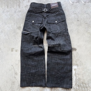 Jean ample surdimensionné personnalisé en denim japonais brut à bords torsadés Red Tornado pour homme - Product Image 4