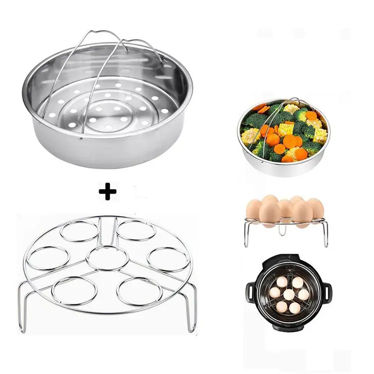 キッチンツール用の2つの卵蒸し器ラックステンレス鋼野菜蒸し器バスケットのパック