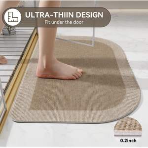 Tapis absorbant pour salle de bain en forme de fer à cheval, en fibre de polyester, design minimaliste, séchage rapide, antidérapant, tapis d'entrée - Product Image 3