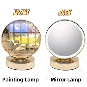 Led Painting Lamp INS Deco Mirror Makeup Dimming Night Light Artwork <strong>Sunlight</strong> Window Wooden Photo <strong>Table</strong> Lamp Bedside Art Painted - Product Image 3