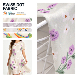 Factory Manufacturer OEM Custom Lurex Airflow Flow Floral Dotted Swiss Dot <b>Fabric</b> For Dress - Product Image 1