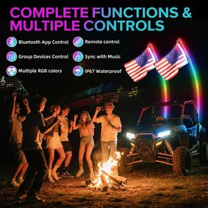 Spiral 2PCS 4FT 12V COB LED <strong>Whip</strong> Lights Side Spring Base App Remote Control Safety <strong>Lighted</strong> Antenna ATV/<strong>UTV</strong> Polaris SXS Truck 1 - Product Image 6