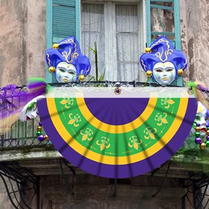 Mardi Gras Bunting <span class=keywords><strong>Drapeau</strong></span> Bannière Nouvelle-Orléans Mardigras Mardi Gras Polyester Tissu <span class=keywords><strong>Drapeau</strong></span> pour la décoration de fête de carnaval - Product Image 5