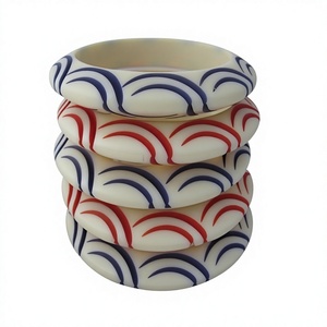 Best Handmade Resin <b>Bangle</b> With Green Orange Pattern Round Shape Stylish Art Collectible Jewelry Anniversary Party for Woman - Product Image 6