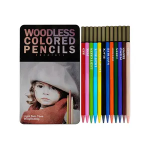Yeni stil 7 "özelleştirilmiş sanat woodless renkli kalemler 12 renk set için teneke kutu içinde çocuklar veya hediye