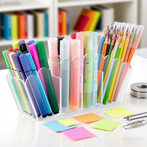 Portapenne e Porta Pennelli da Trucco in Acrilico Trasparente, Scatola Portaoggetti da Scrivania Personalizzabile con Servizio di Taglio - Product Image 3