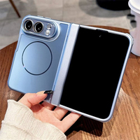 Étui magnétique de luxe AG effet mat pour iPhone Duo Fold avec protection de la charnière et films de protection d'objectif, coque rigide antichoc