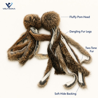 Jouet pour chat en fourrure de lapin naturelle, peluche douce avec pattes en fourrure tombantes pour l'exercice et le jeu des chats d'intérieur