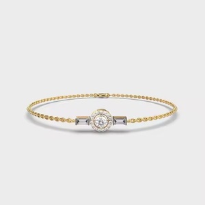 Solid 18K Lab Grown Round Cut Diamond Bangle in 14K Yellow Gold Moissanite Bracelets & Bangles For Her - Product Image 1