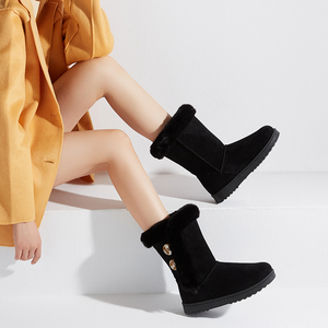 Bottes d'hiver pour femmes, bottes courtes <span class=keywords><strong>mi</strong></span>-<span class=keywords><strong>mollet</strong></span>, bottes tendance, bouton en résine artistique, bottes en <span class=keywords><strong>daim</strong></span> synthétique pour femmes - Product Image 6