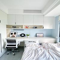 Modernes Minimalistisches Massivholz-Eichenbett mit Schlankem Grifflosen Aufklappbarem Stauraum und Klappbarem Schreibtisch-Design für Schlafzimmer