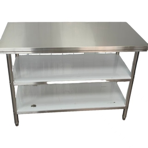 VICTORY KITCHEN Banco de Trabajo de Acero Inoxidable de Tres Niveles con Respaldo, Patas de Altura Ajustable, Precio de Fábrica, para Cocina Comercial - Product Image 3