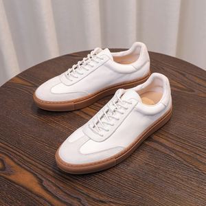 Chaussures blanches légères de style britannique classique, faites à la main, en cuir de vachette première couche, de haute qualité, avec des touches de couleur assorties, pour la mode d'automne - Product Image 5