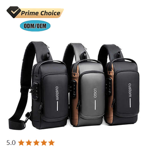 Custom Pu uomo antifurto tracolla impermeabile zaino moto zaino con codice serratura Messenger borse a tracolla per uomo - Product Image 1