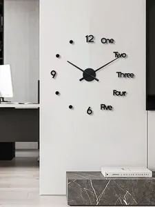 Reloj de pared sin marco de lujo grande de 20 pulgadas para sala de estar decoración del hogar acrílico silencioso gran reloj DIY 3D