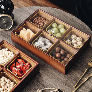 Wooden Nut And Snack <b>Storage</b> Box Multi Compartment Rectangular 6.5cm Home Living Room Desktop Fruit Candy Melon <b>Seeds</b> Organizer - Product Image 2