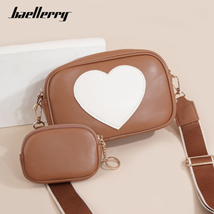 Baellerry Mini Phone Bag Brown Heart Pattern Crossbody Bag For Women Everyday Use - Product Image 1