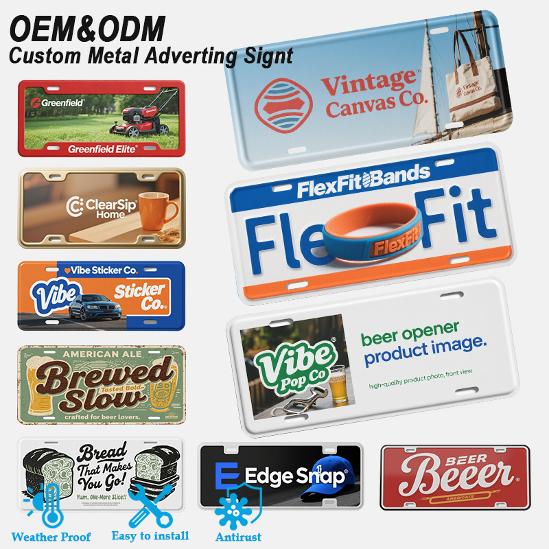 Custom Designed Logo Embossed Number License Plate Weatherproof Aluminum Commemorative Decorative License Plate