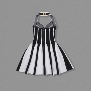 Abito Corto Plissettato SB3240 per Donne, Vestito Mini con Collo all'Americana, Elegante Abbigliamento <span class=keywords><strong>in</strong></span> <span class=keywords><strong>Maglia</strong></span>, Raffinati Abiti Aderenti da Donna - Product Image 4