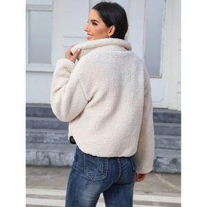 Vêtements d'automne et d'hiver pour femmes, veste en polaire épaisse avec col montant, fermeture éclair, sherpa, décontractée, polyvalente, hauts - Product Image 6