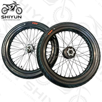 Jantes Supermoto noires complètes de 17 pouces, ensemble de pneus de moto tout-terrain compatible avec Sur-Ron Light Bee