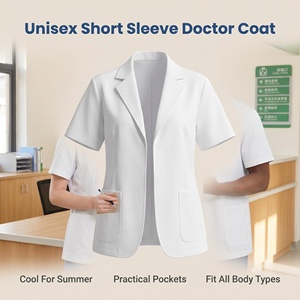 Blouse de Médecin à Manches Courtes en Coton Blanc de Marque JingHua Personnalisée avec Poches Pratiques pour les Professionnels de la Santé (Unisexe) - Product Image 6