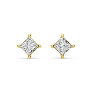 Pendientes de Diamantes de Corte Princesa de Lujo Minimalista, Cultivados en Laboratorio, Más Vendidos, OEM ODM, Oro Personalizado de 10K para Mujer - Product Image 3