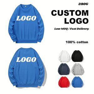 280G Winter Long Sleeve Crew Neck Pullover Base Shirt Loose <b>Combed</b> Cotton New Autumn Apparel - Product Image 1
