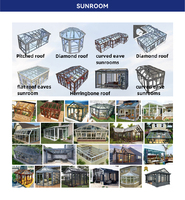 Personalizada moderna de aluminio Sun Room Villas deslizante de estilo abierto impermeable techo de cristal de la habitación de cristal