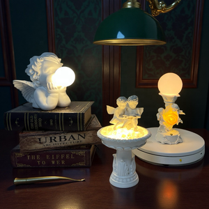 Lampe <span class=keywords><strong>romantique</strong></span> en forme de chérubin à commande tactile, à brancher, blanc chaud, taille moyenne - Lumière d'ambiance idéale pour la chambre à coucher, décoration intérieure - Product Image 4